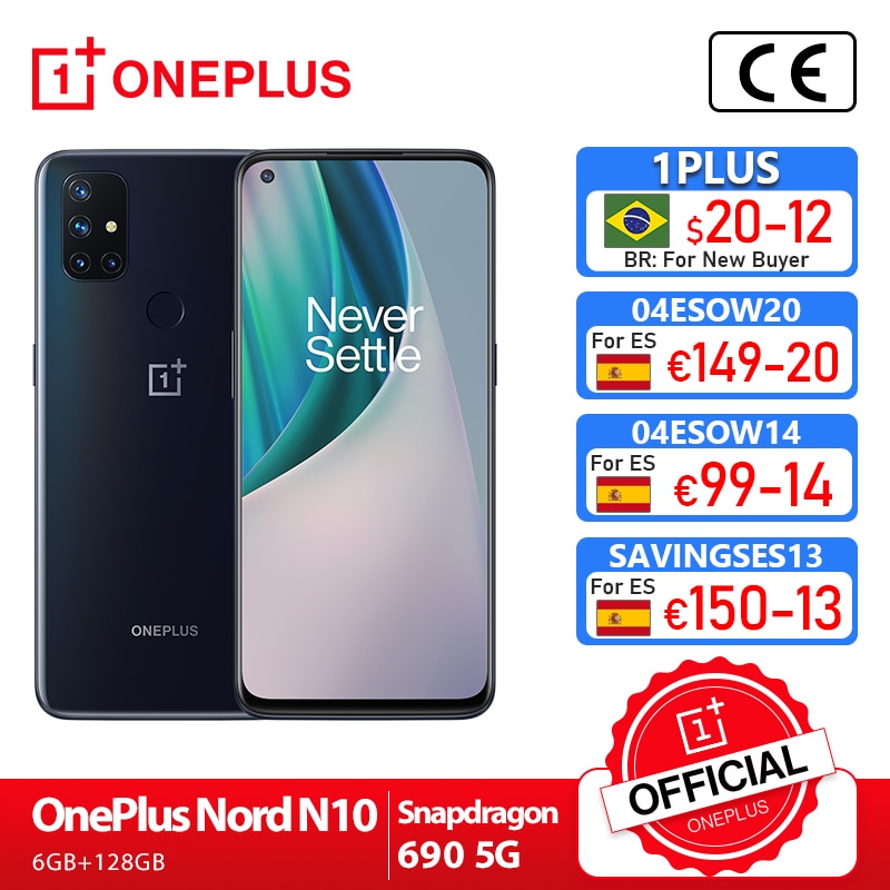 Global Version OnePlus Nord N10 5G OnePlus Official Store 6GB 128GB Snapdragon 690 Smartphone 6.49 90Hz FHD+ Display 64MP Quad