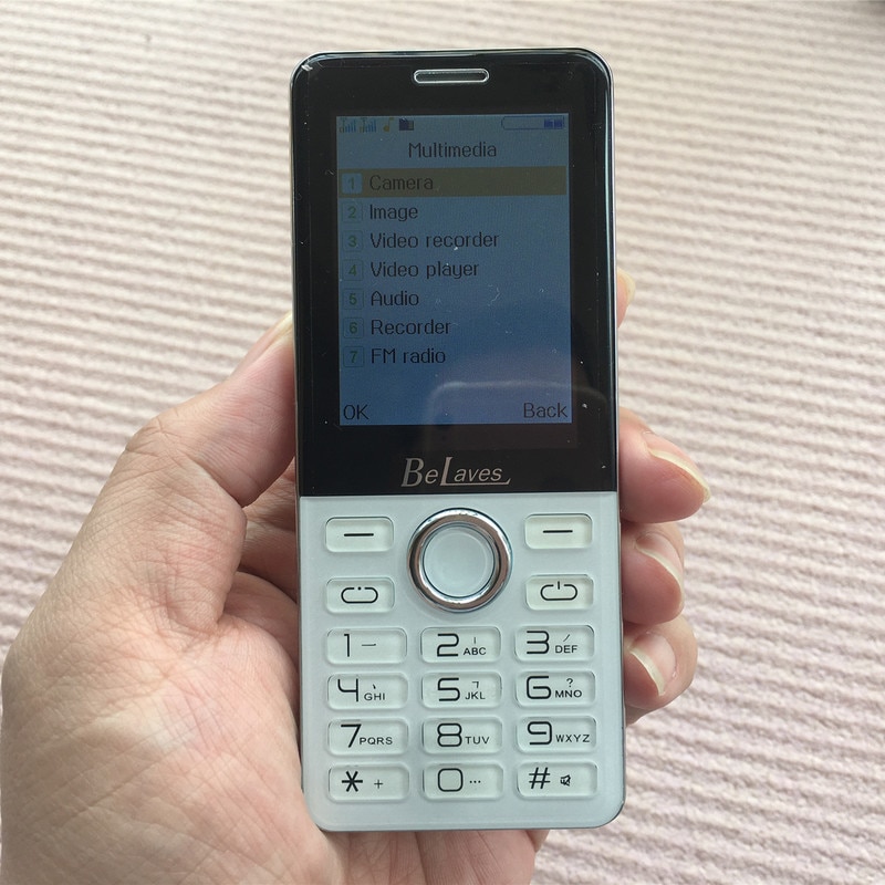 Belaves Push Button Mobile Phone 2.6 Inch Touch Screen Dual Sim Bluetooth Flashlight MP3 FM Camera BigHorn Metal Frame CellPhone