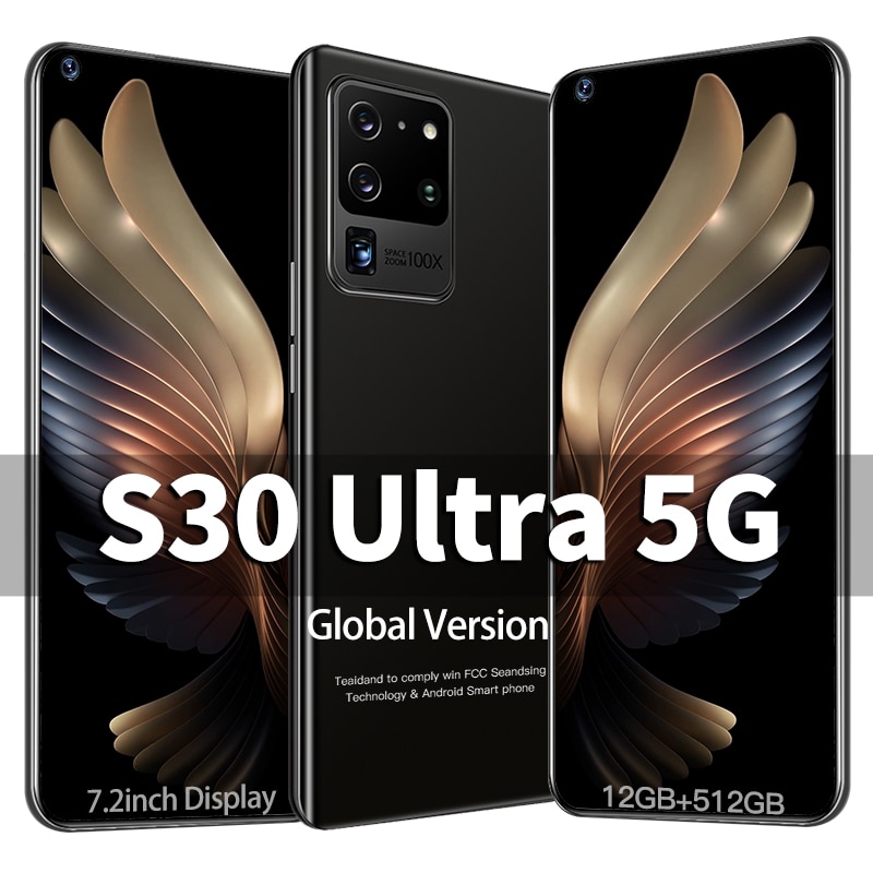Galay S30 Ultra Mobile Phones 7.2 Inch 4G 5G Network Octa Core ROM Andorid 10.0 Smartphones Global Version 12GB RAM 512GB