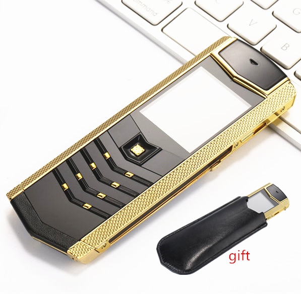 Russian Keyboard Button Luxury Metal+Leather Housing Original China 1.8" Screen GSM Dual Sim dual standby Bluetooth Mobile Phone