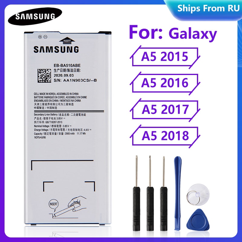 Original Battery EB-BA510ABE EB-BA510ABA for Samsung Galaxy A5 2015 A5 2016 EB-BA520ABE A5 2017 SM-A520F A5 2018 SM-A510F A5100