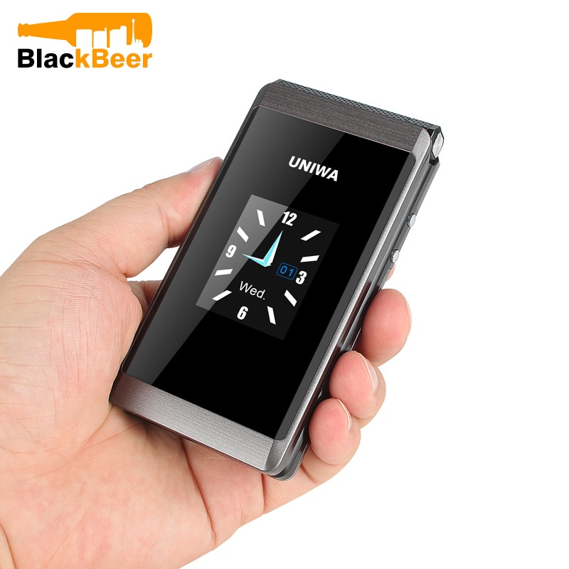 UNIWA X28 Old Man Flip Phone GSM Big Push-Button Flip Mobile Phone Dual Sim FM Radio Russian Keyboard Cellphone Senior Phone