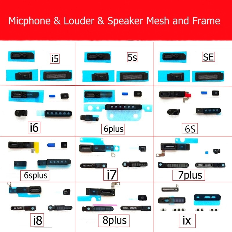 Louder & Speaker & Microphone Anti Dust Mesh and frame For iPhone 5 Se 6S 7 8Plus X XS XR 11 Pro Max Dust filter Repair Parts