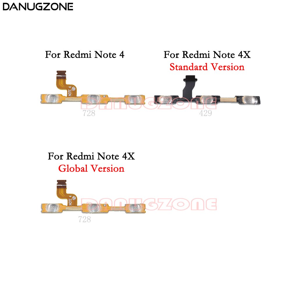 Power Button On / Off Volume Mute Switch Button Flex Cable For Xiaomi Redmi NOTE 4 4X (Global Version) Standard Version
