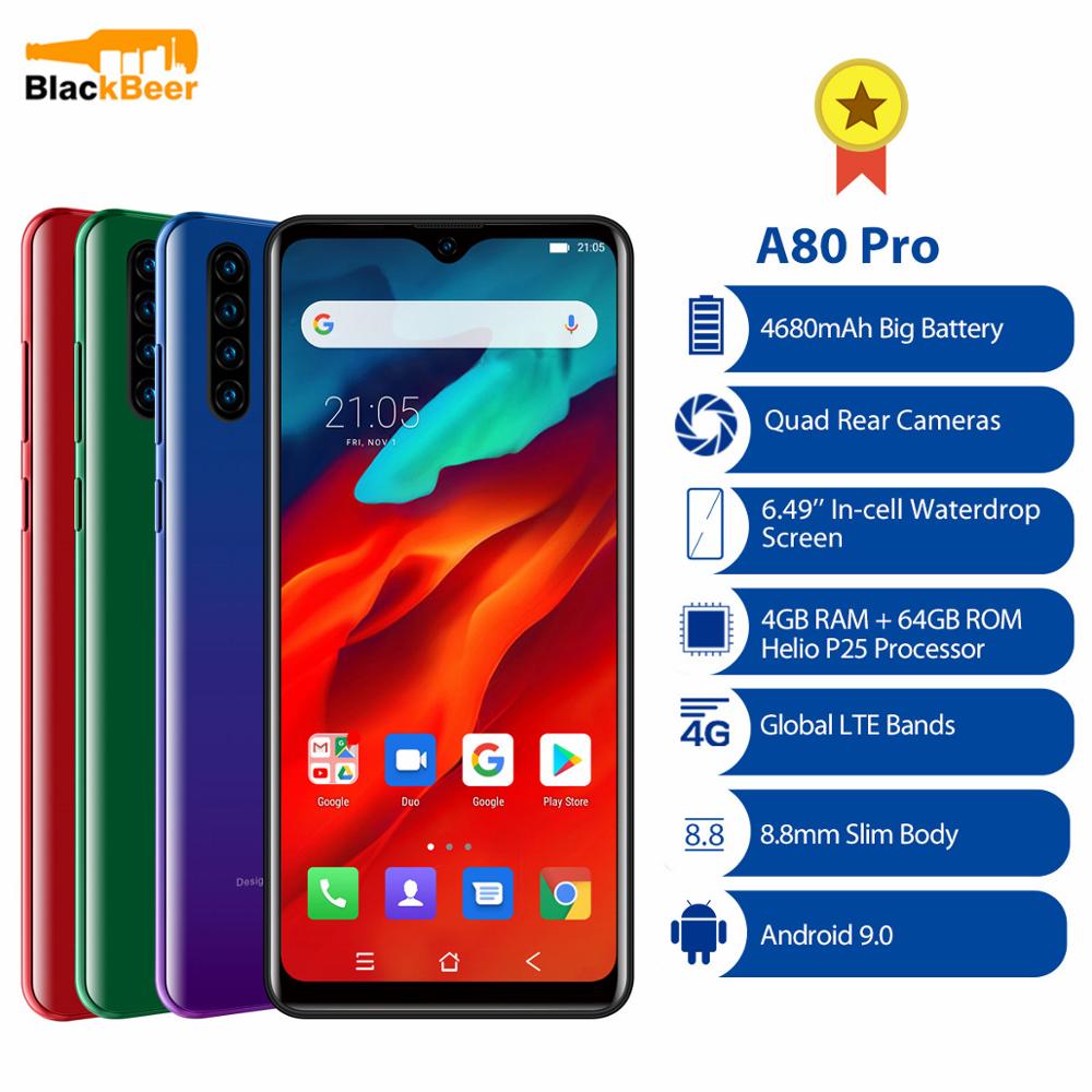 Blackview A80 Pro 6.49" Smartphone 4GB 64GB Octa Core Android 10.0 4G LTE Mobile Phone Quad Rear Cameras Global Version 4680mAh