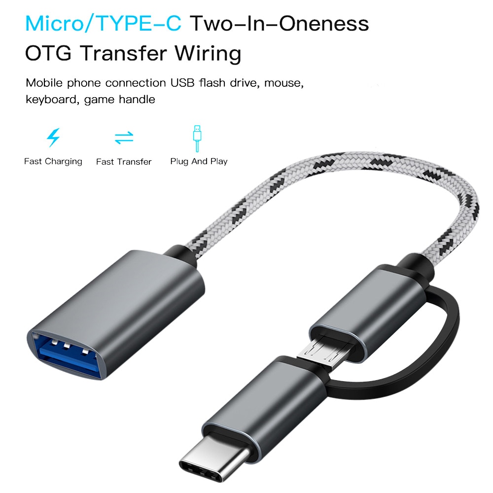2 in 1 Type-C OTG To USB 3.0 Interface OTG Adapter Cable Fast Transfer Connector Converter