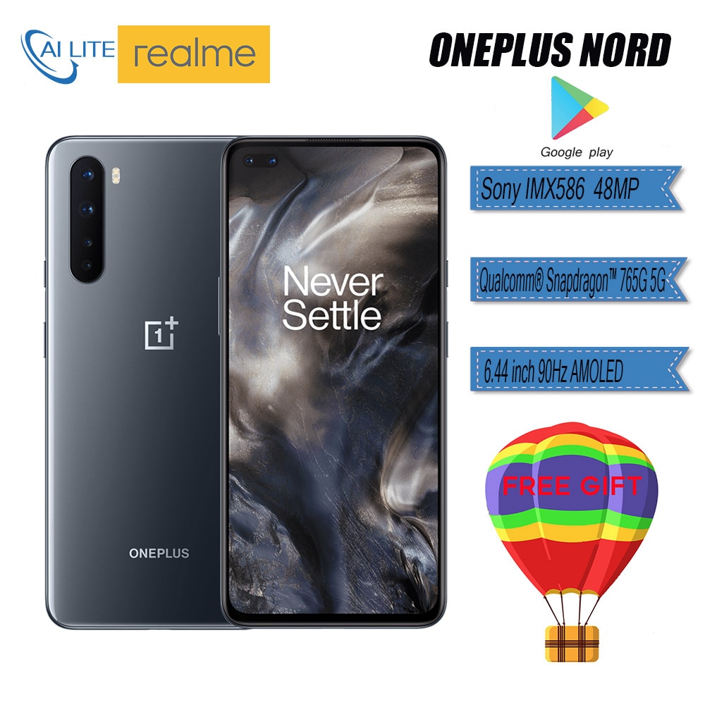 Global Version OnePlus Nord Smart Phone Snapdragon 765GB AMOLED 5G Andriod 48MP Sony IMX586 Qual Camera Fast Charge 30W NFC