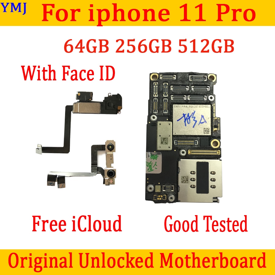 Unlocked Mainboard For iPhone 11pro Motherboard With/Without Face ID Mainboard MB For iPhone 11 Pro Logic board support 4G plate