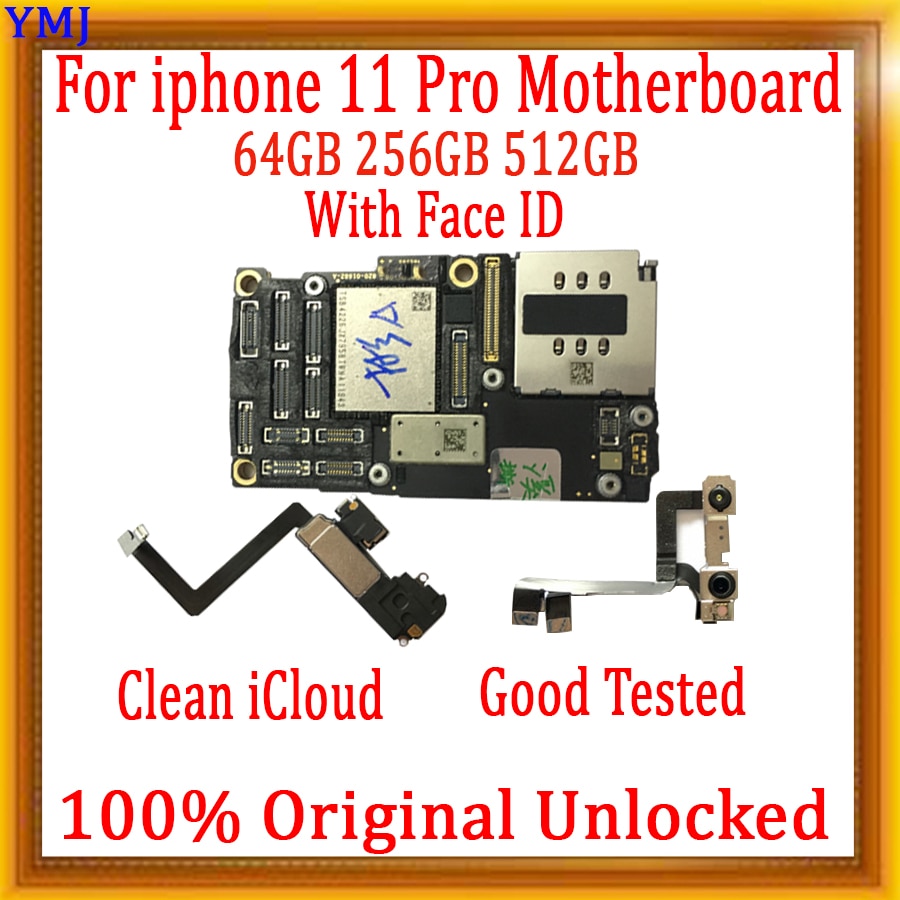 Original Unlocked For iPhone 11 Pro Motherboard With/Without Face ID For iPhone 11pro Main Motherboard 64gb 256gb With 4G LTE
