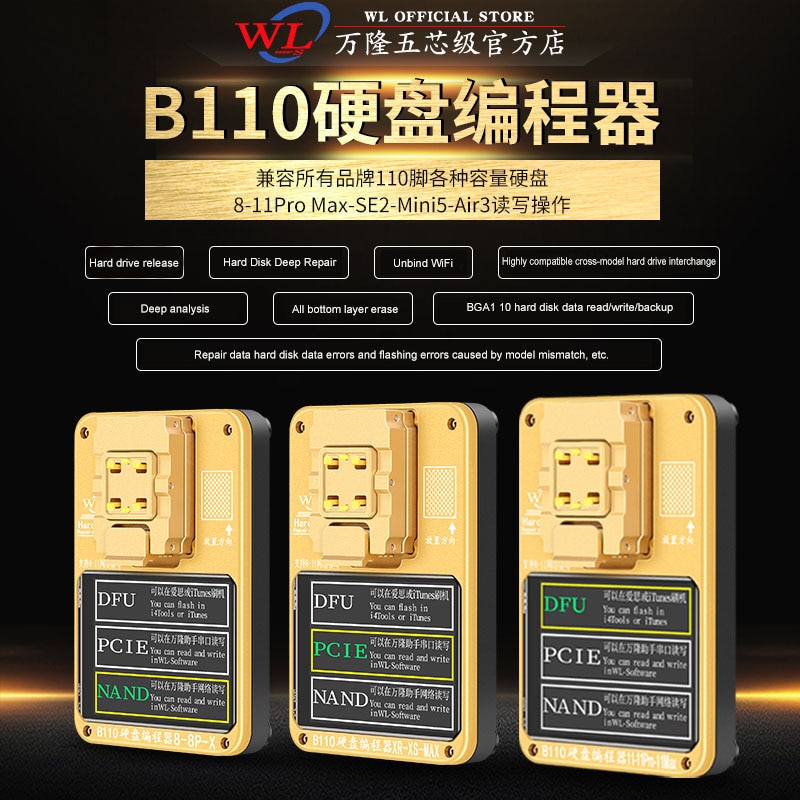 WL B110 Hard Disk BGA Repair Programmer For X Xs Max 11 11Pro MAX 8 8P Data Read Write Backup Expansion Unbinding WiFi