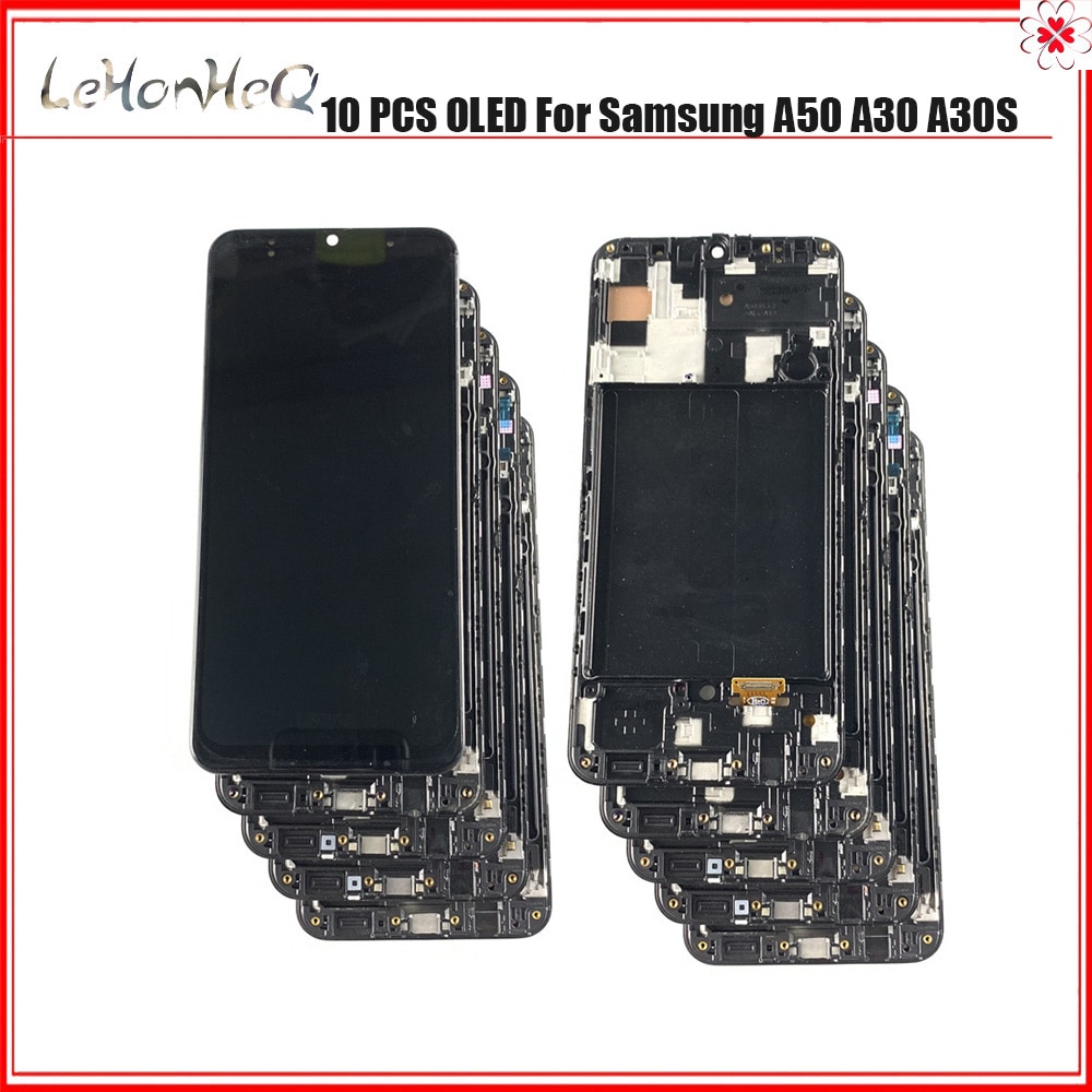 lot 10 Piece OLED For Samsung Galaxy A50 A30 A30S LCD Display Touch Screen Digitizer Frame For Samsung A505 A305 A307 lcd