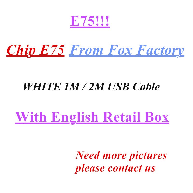 100pcs/lot New Box 1m/3ft 2m/6ft Original 8IC E75 Chip OD3.0mm Data Sync USB charger Cable for 5 6 7 8 S X Plus XS XR