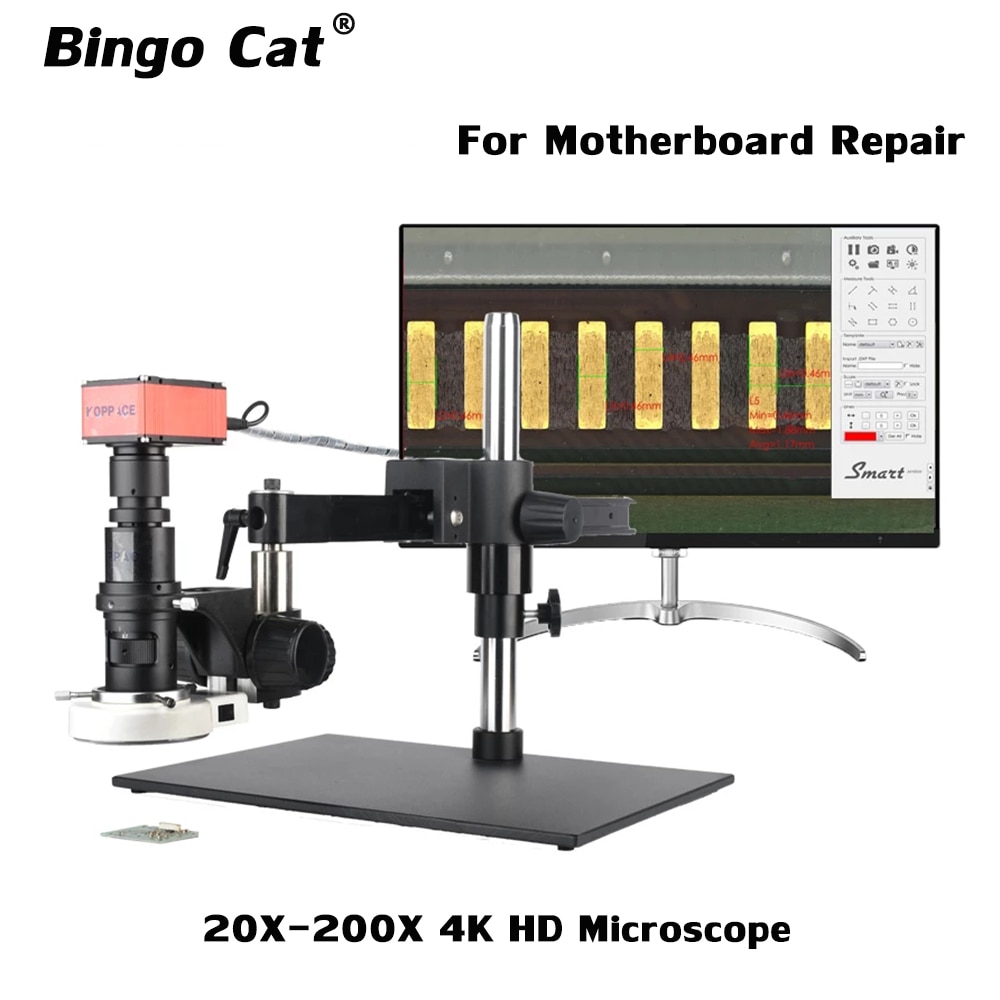 KOPPACE 20X-200X 4K HD Measuring Electron Microscope Cross arm Bracket Can Take Pictures Video to Save Form Measuring Data