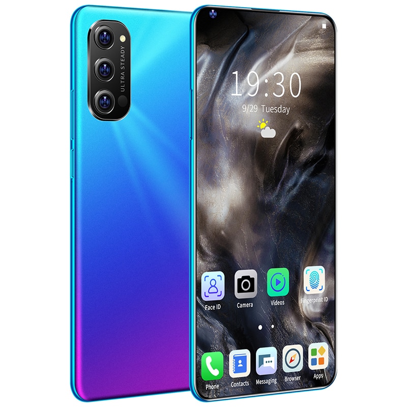 New Arrival Rino5 pro 7.3 Inch 8+512GB Smart Phone 48MP Rear Camera Dual SIM Smartphone 2020 FullScreen Face ID Android Phone