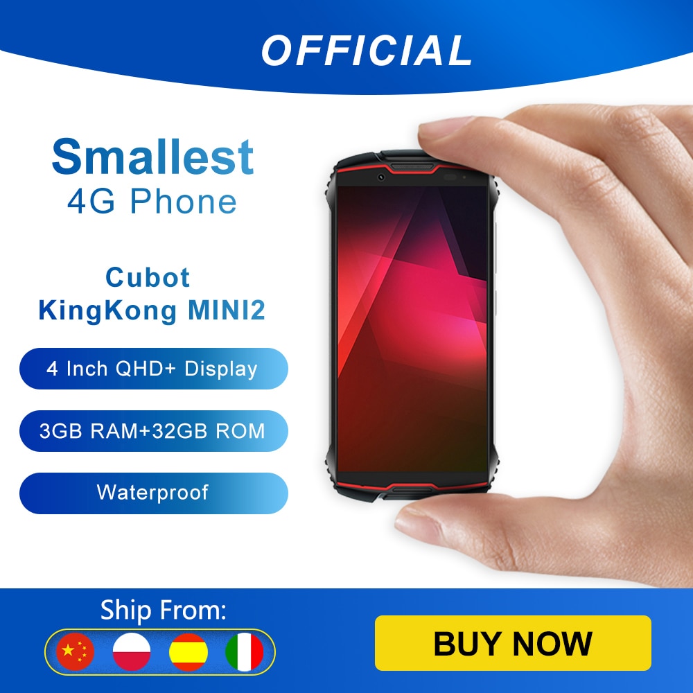 Cubot KingKong MINI2 Rugged Phone 4" QHD+ Screen Waterproof 4G LTE Dual-SIM Android 10 3GB+32GB 13MP Camera MINI Phone Face ID