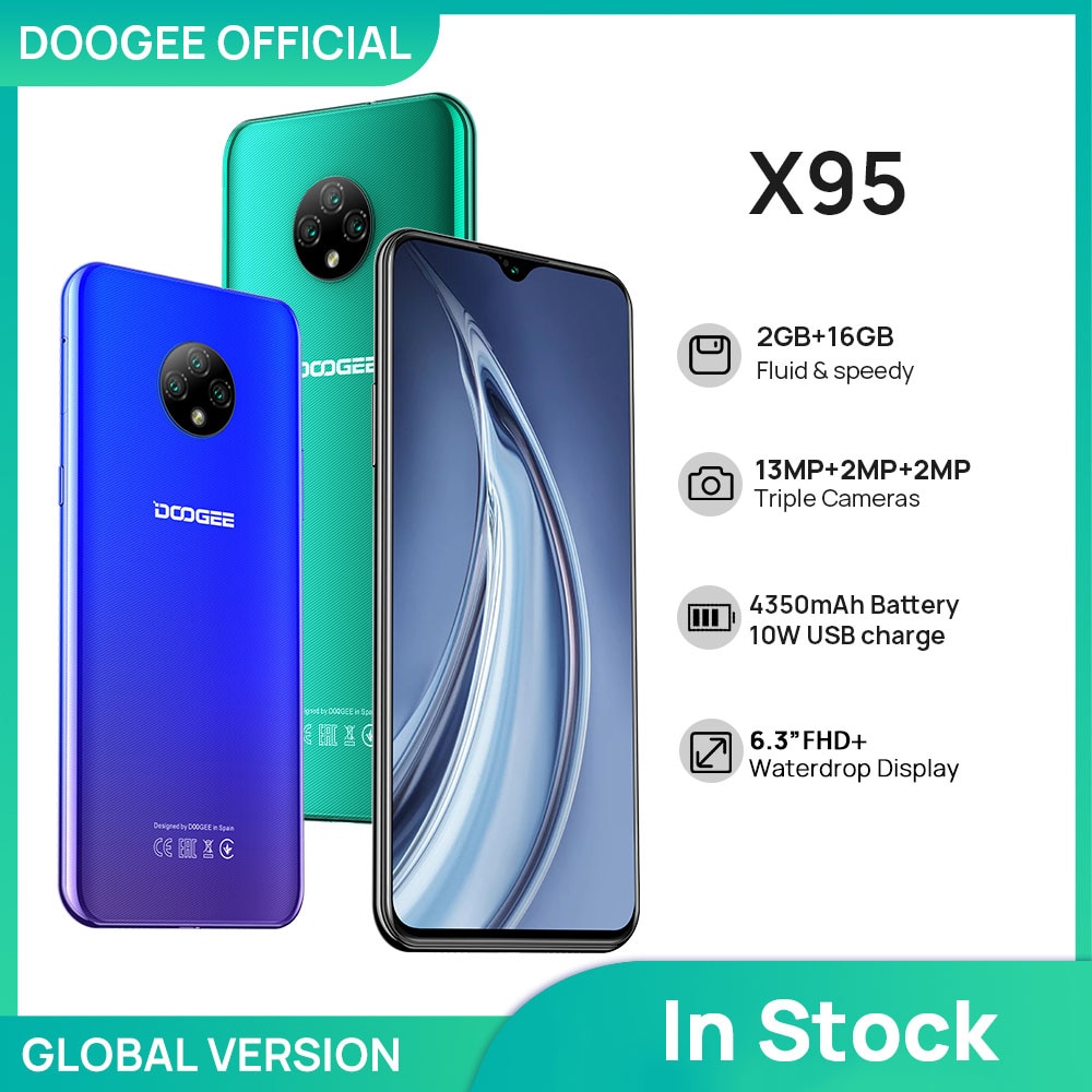 DOOGEE X95 Pro Helio A20 4GB RAM+32GB ROM 13MP Triple Camera 4350mAh 6.52'' SmartPhones Mobile Phone Android10 OS 4G-LTE