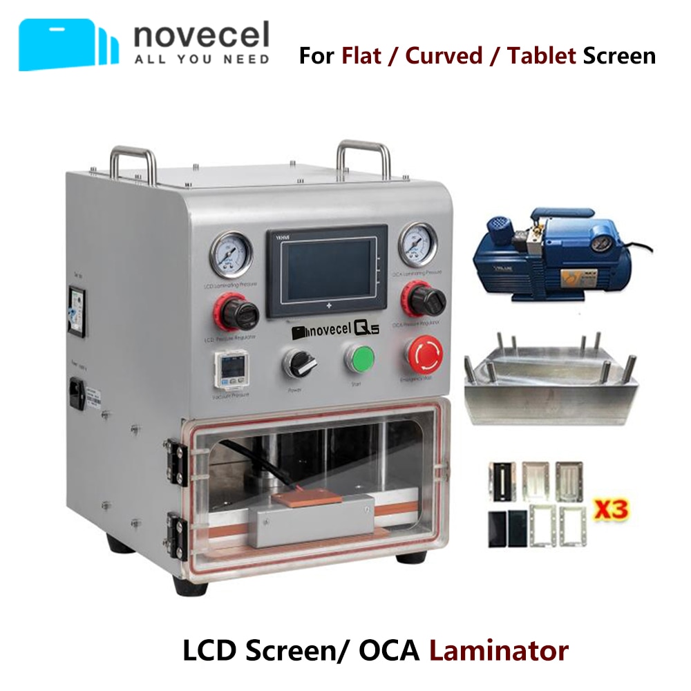 NOVECEL Q5 Newest Professional LCD Screen Laminating Machine for Mobile Phone Tablet Screen Flat Curved Screen Repair Tools Set