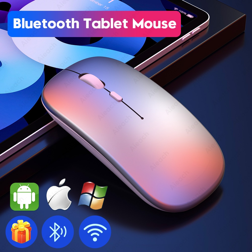 AIEACH Bluetooth Mouse For iPad Samsung Huawei Lenovo Android Windows Tablet Rechargeable Wireless Mouse For Computer Macbook