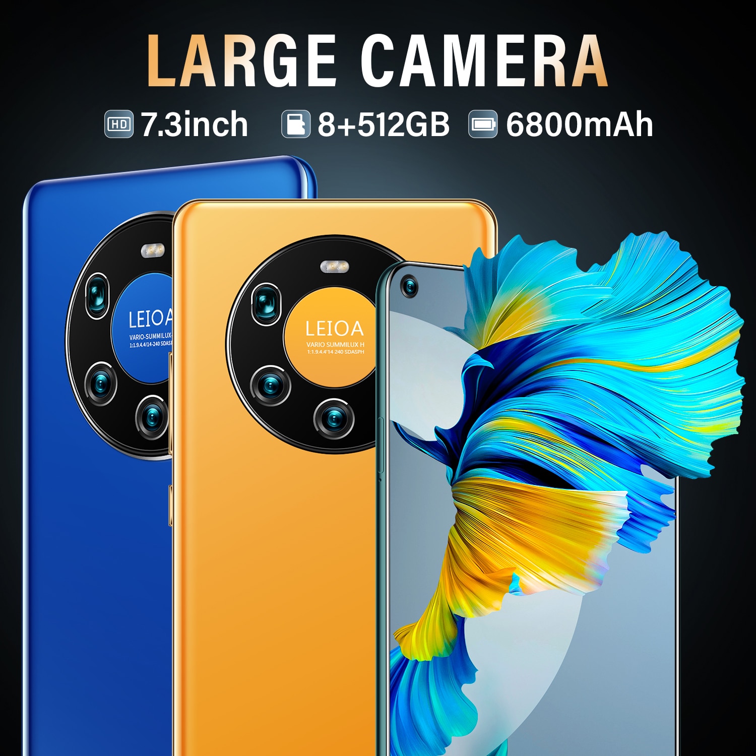 Global Version 7.3" Full Screen Huawe Mate40 Pro+ 6800mAh 5G 8GB 512GB 16MP+32MP MTK6889 10Core Face ID Mobile Phone Smartphone