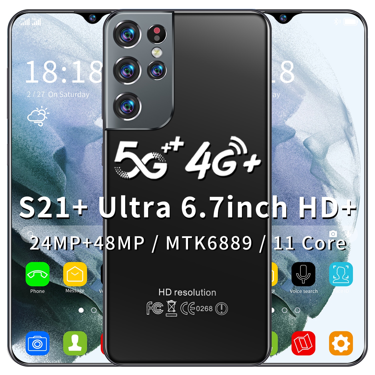 6.7inch S21+ Ultra Smartphone Android 10 Telephone Really 24MP+48MP 11 Core Face ID HD+ 16GB 512GB 6500 mAh 5G MTK6889