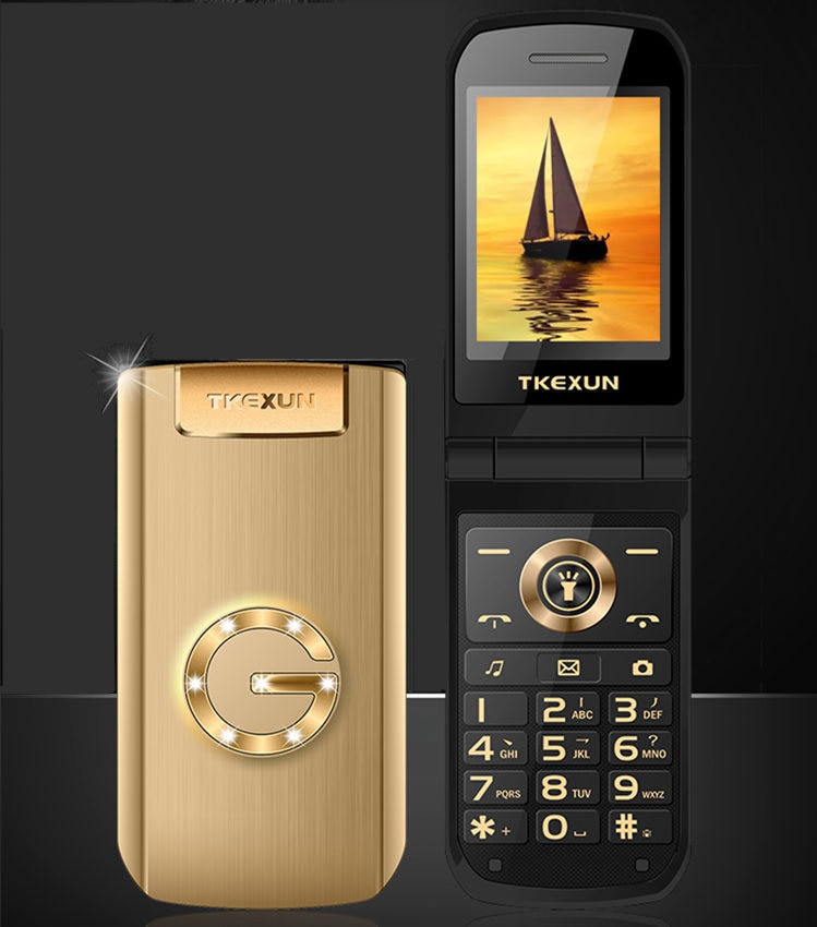 Flip Metal Senior Phone TKEXUN G9000 G3 Big Keyboard/ Sound Old People/ Man Cell Phone Parents Gift Russian French Language