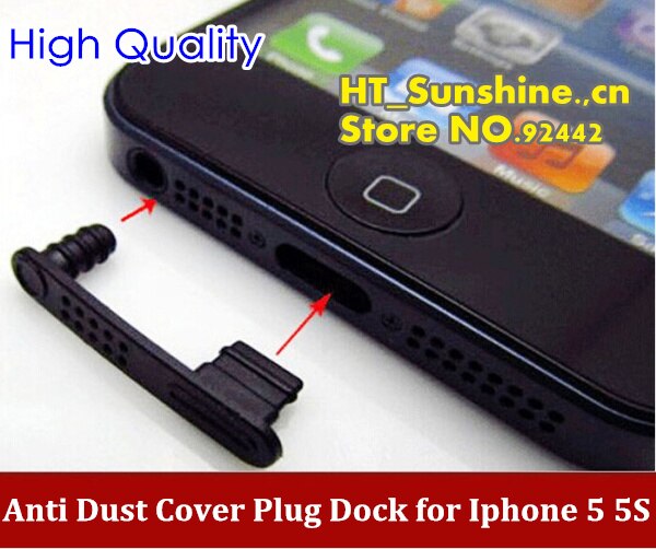 Wholesale! Anti Dust Cover Plug Dock Charger Data + Audio Earphone Port Cap Stopper Fit For iphone 5 5s