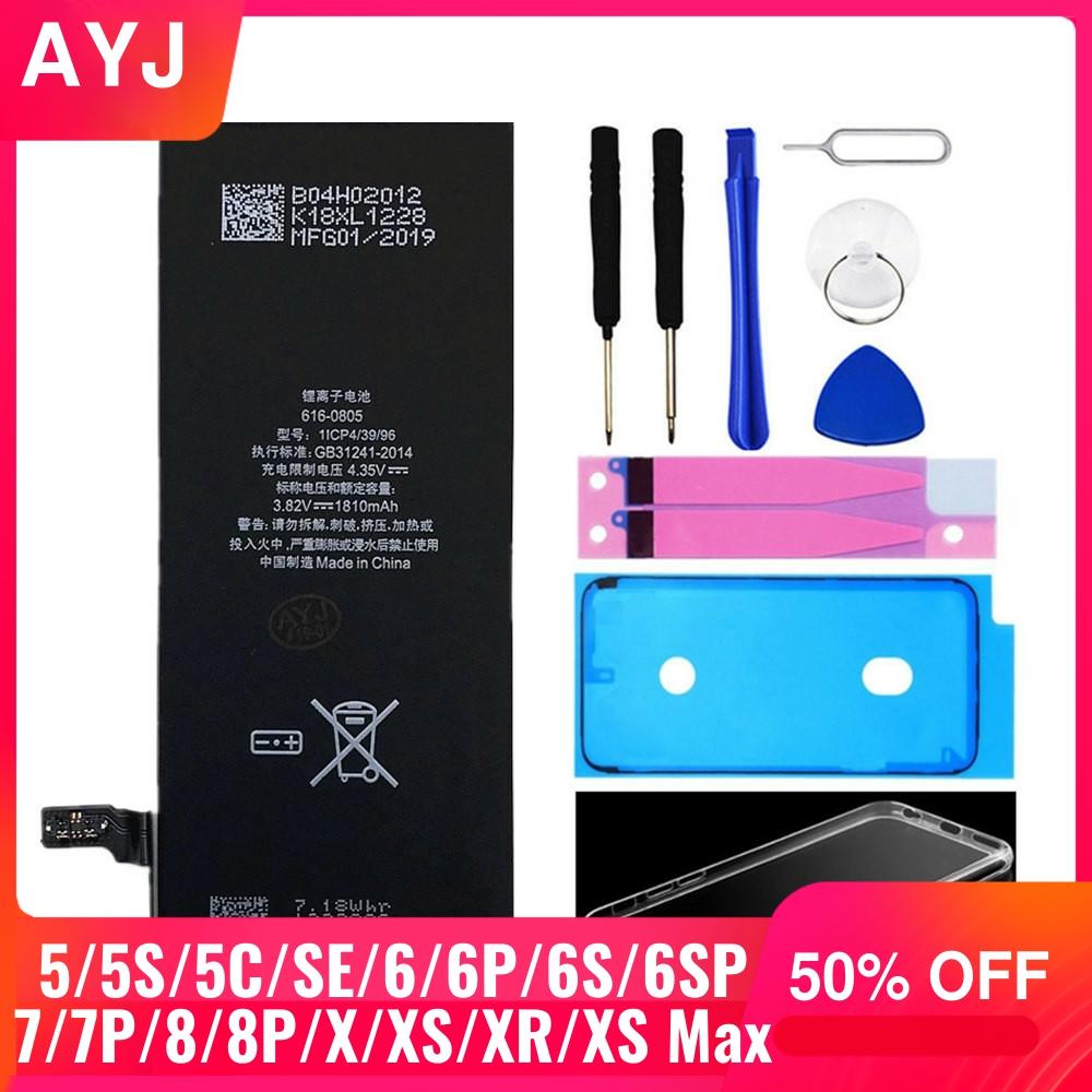 AYJ Brand New AAAAA Quality Battery For iPhone 6S 6 5 5S X SE 7 8 Plus XR Xs Max High Real Capacity Zero Cycle Tool Sticker