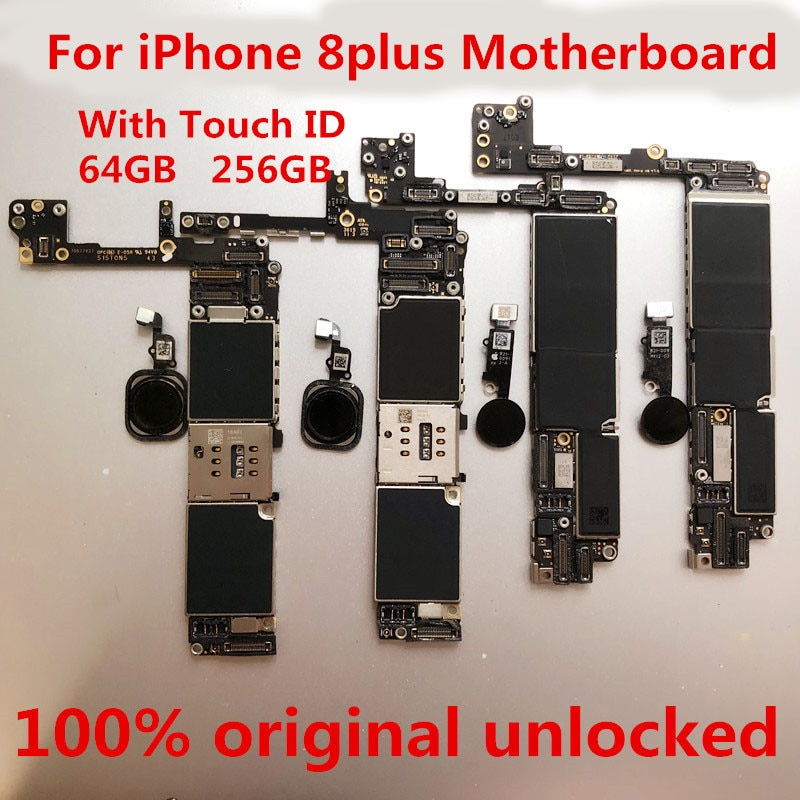 For iPhone 8 plus Motherboard unlocked,100% Original for iphone8 plus Logic board 256GB with touchID free shipping +tool+gift