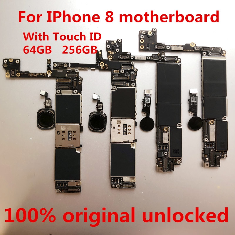 For iPhone 8 256 gb Motherboard unlocked,100% Original for iphone8 Logic board 256GB with touch ID for iphone 8 256GB+tool+gift