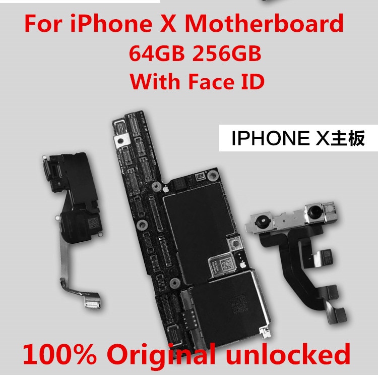 For iPhone X Motherboard unlocked,100% Original for iphone x Logic board 256GB with Face ID for iphone X 256GB +tool+gift