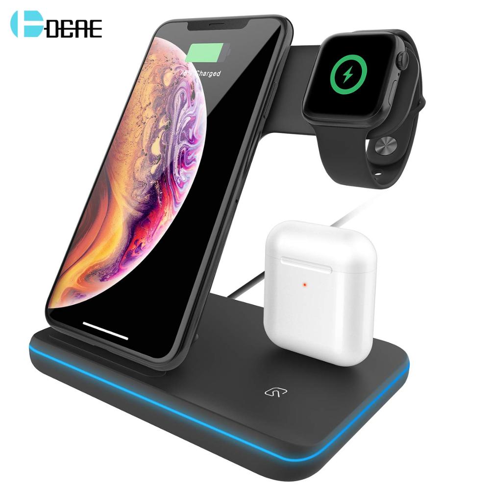 15W Fast Qi Wireless Charger Stand For iPhone 12 11 XS XR X 8 3 in 1 Charging Dock Station for Apple Watch 6 5 4 3 2 Airpods Pro