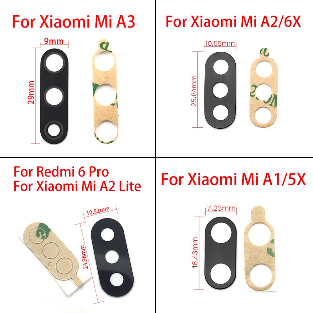 2Pcs/Lot,Rear Back Camera Glass Lens Cover For Xiaomi Mi A3 With Sticker Adhesive For Xiaomi Mi A1 A2 Lite Replacement Parts