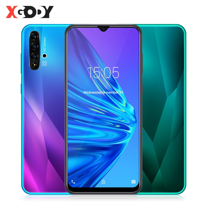 XGODY 6.5 Inch Waterdrop Smartphone Android 9.0 1GB 8GB MTK6580 Quad Core 5MP Camera 3000mAh GPS WiFi 3G Big Screen Mobile Phone