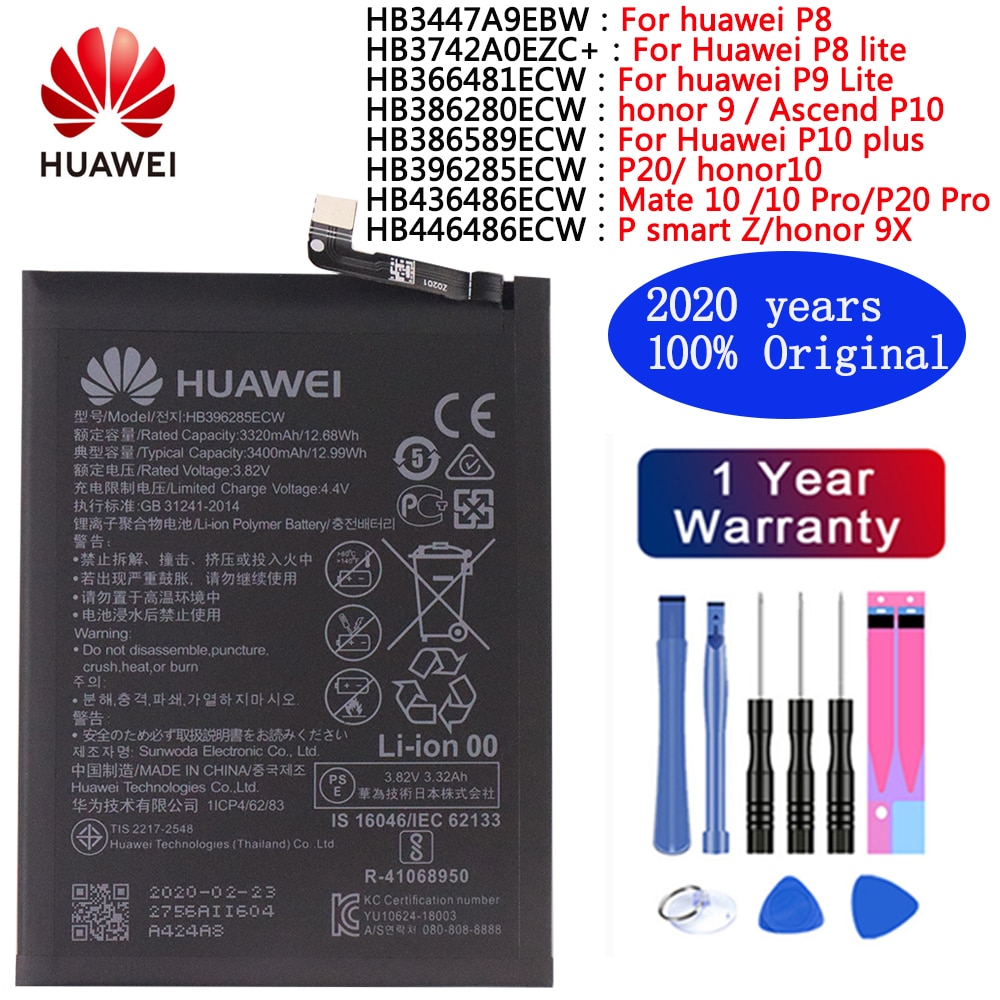 New huawei 100% Original Battery For Huawei P8 P8 Lite P9 P9 lite P10 P10 Plus P20 P20 Pro honor 9X Original Batteries