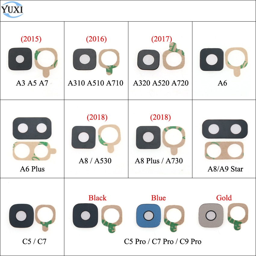 YuXi Rear Back Camera Glass Lens Cover For Samsung Galaxy A3 A5 A7 A310 A510 A520 A720 A6 A8 Plus A530 A730 A9 Star C5 C7 C9 Pro