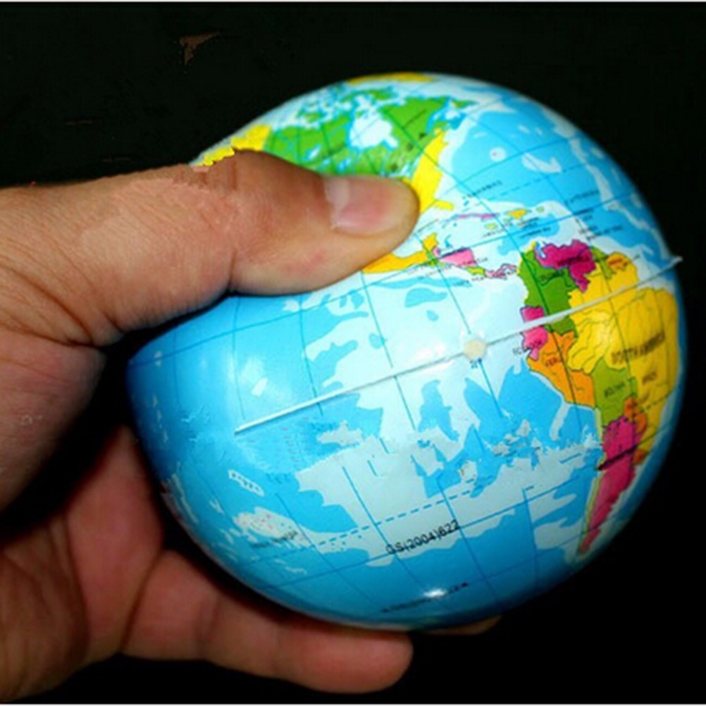 1pcs Cute Kids Geography World Map Anti-Stress Bouncy Ball Phone Straps Filling material: sponge Diameter: approx. 63mm