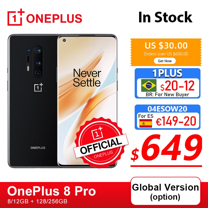 Global Version Oneplus 8 Pro 5G Smartphone Snapdragon 865 8GB 128GB 6.78 120Hz Fluid Display 48MP Quad OnePlus Official Store