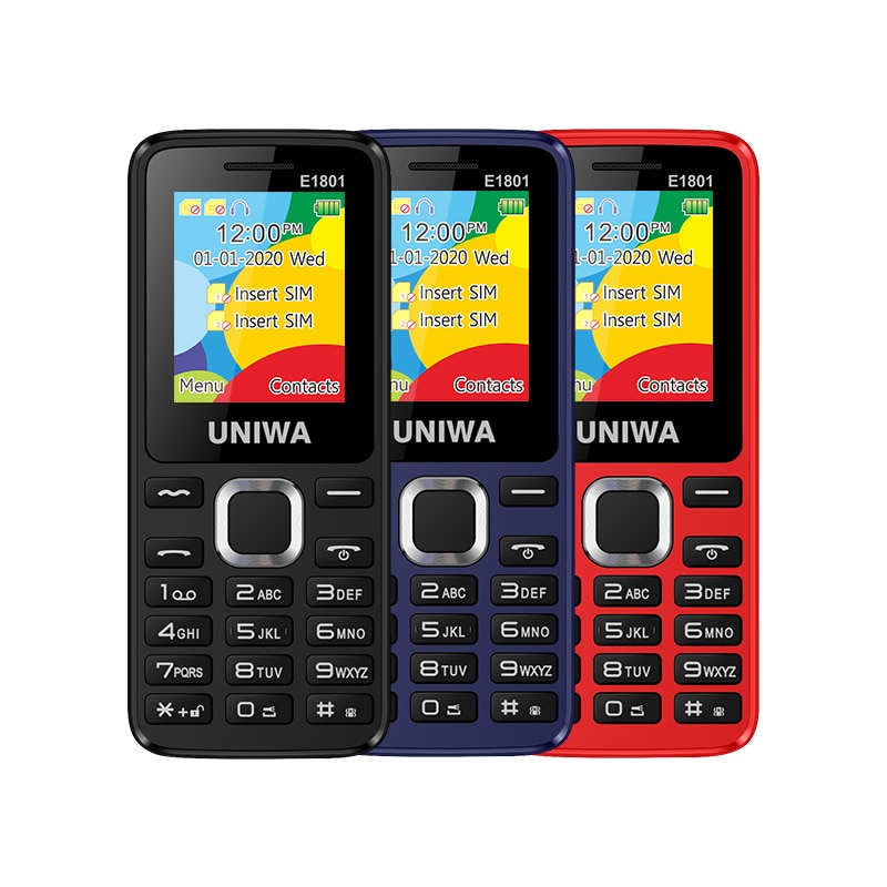UNIWA E1801 Dual SIM Dual standby 1.77'' 800mAh MP3 MP4 FM Radio with Flashlight Loud Speaker 8 Day Standby Senior Feature Phone