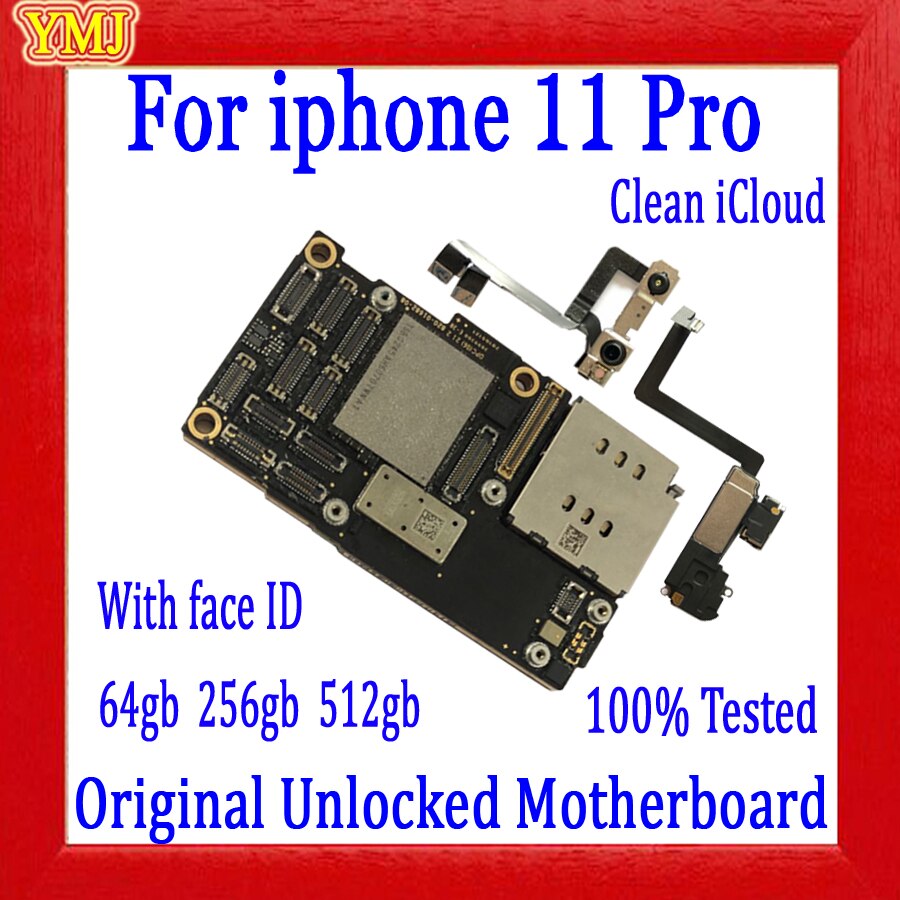 Unlocked For iPhone 11 Pro Motherboard With Face ID Original logic board free icloud with full chips mainboard 64GB 256GB 512GB