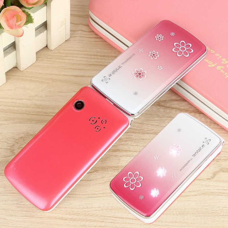 Flip Lady's With LED Light 2G GSM Flip Dual Sim Camera MP3 Cute For Student Girls Light Simply Working