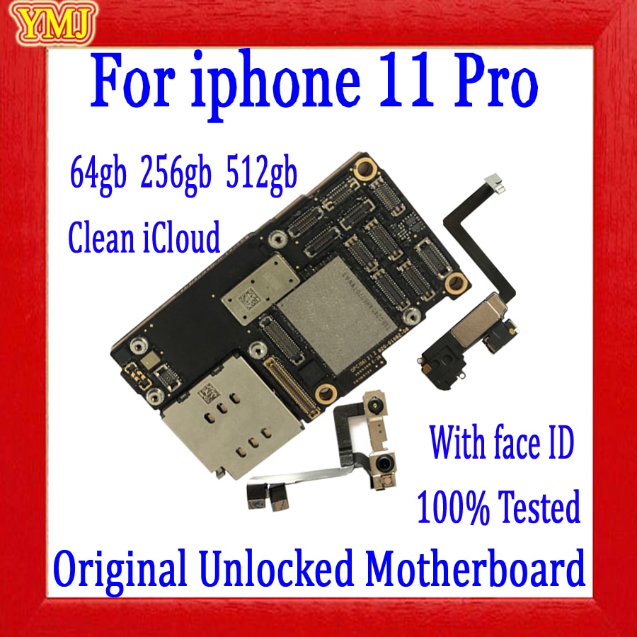 100% unlocked motherboard for iphone 11 pro With / Without Face ID Motherboard Logic Board wiht full chips 64GB 256GB 512GB