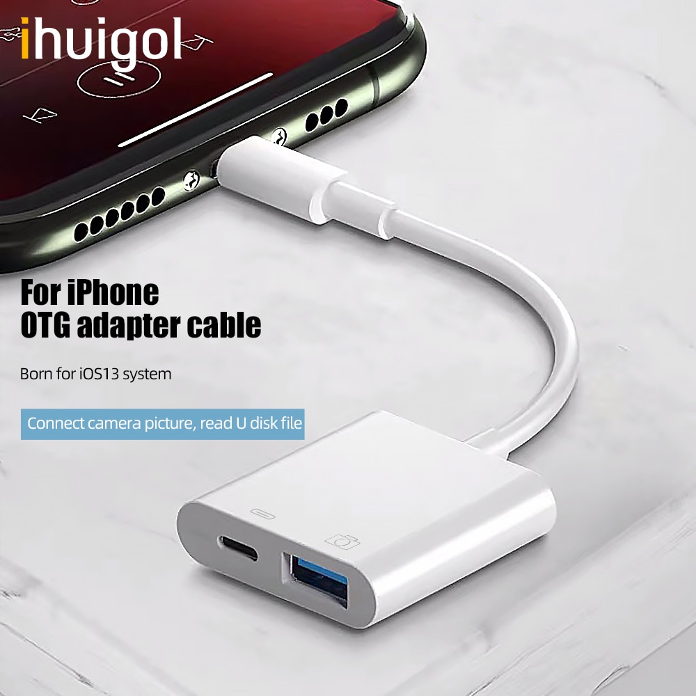 ihuigol OTG USB For iPhone Adapter to USB 3.0 Converter Mouse Keyboard U Disk Camera CardReader Data Converter For iPhone 11 Pro